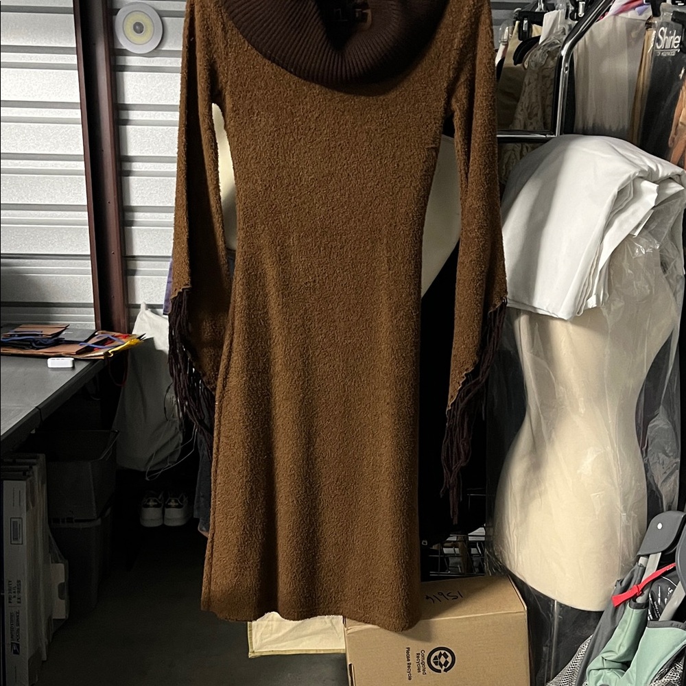 Neil by Janice Brown Sweater Dress with Fringe Sleeves